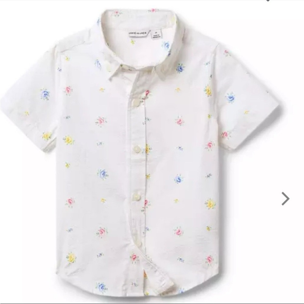Janie and Jack Summer Floral Print Button Down Shirt